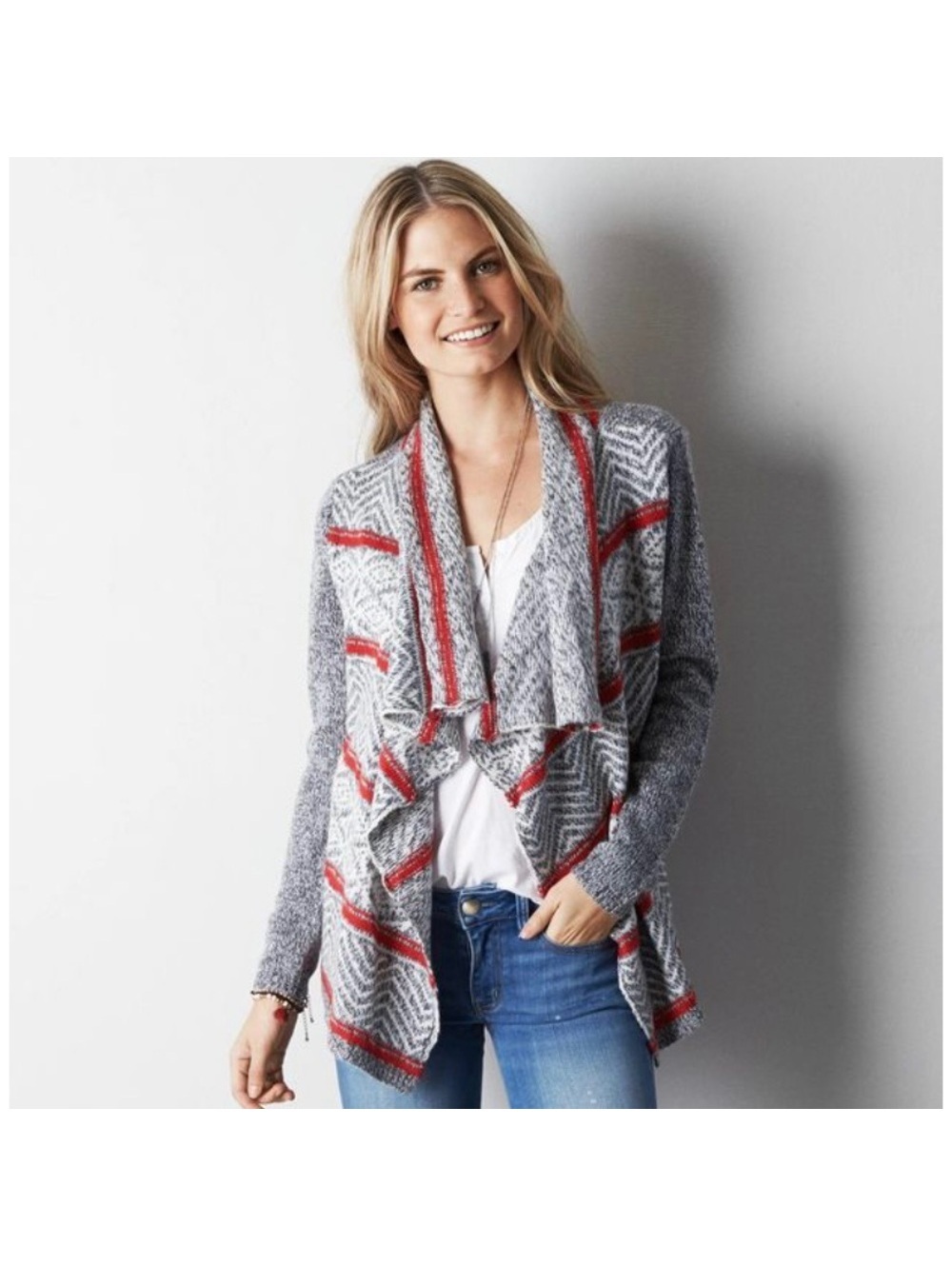 American Eagle Blanket Knit Cardigan Open Front Southwestern Medium